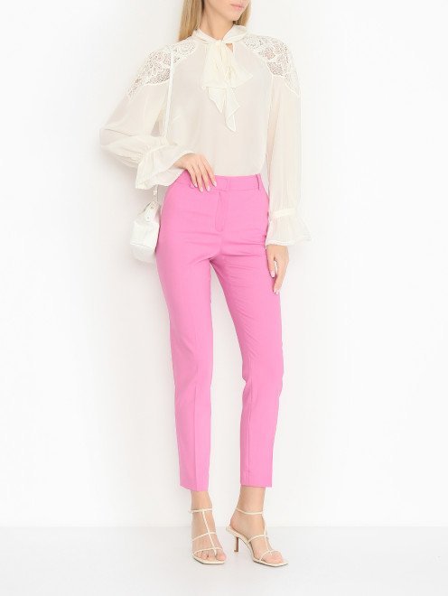 Блуза из шелка с кружевной вышивкой Luisa Spagnoli - МодельОбщийВид