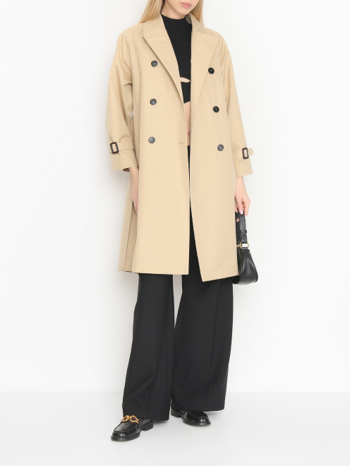 Тренч двубортный из хлопка Weekend Max Mara - МодельОбщийВид