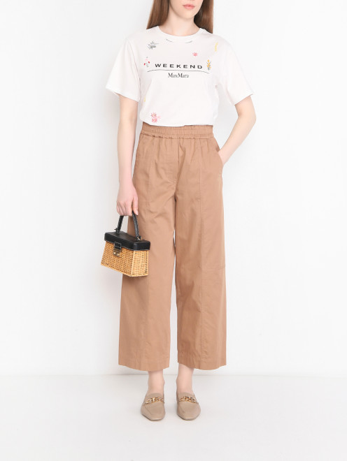 Футболка из хлопка с вышивкой Weekend Max Mara - МодельОбщийВид