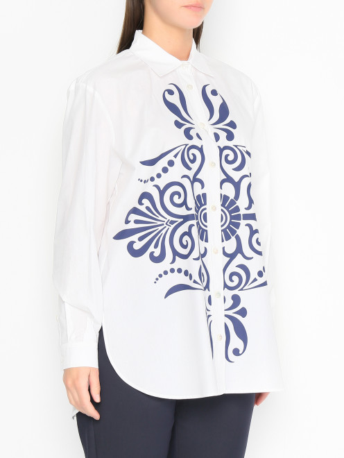 Рубашка из хлопка с принтом Marina Rinaldi - МодельВерхНиз