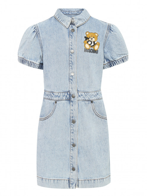 Платье из денима с логотипом Moschino - Общий вид