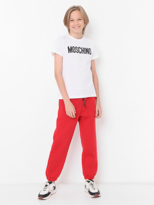 Футболка из хлопка с логотипом Moschino - МодельОбщийВид