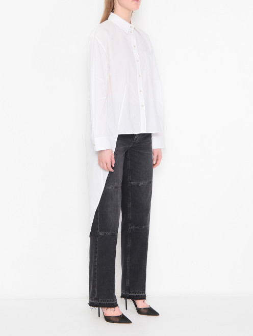 Хлопковая рубашка с удлиненной спинкой Helmut Lang - МодельВерхНиз