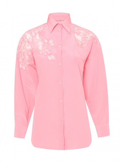 Блуза из шелка с кружевной аппликацией Ermanno Scervino - Общий вид