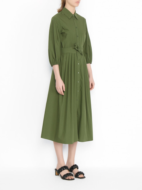 Платье-макси из хлопка с поясом Weekend Max Mara - МодельВерхНиз