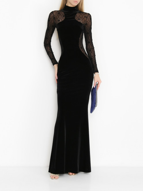 Комбинированное платье-макси Elisabetta Franchi - МодельОбщийВид