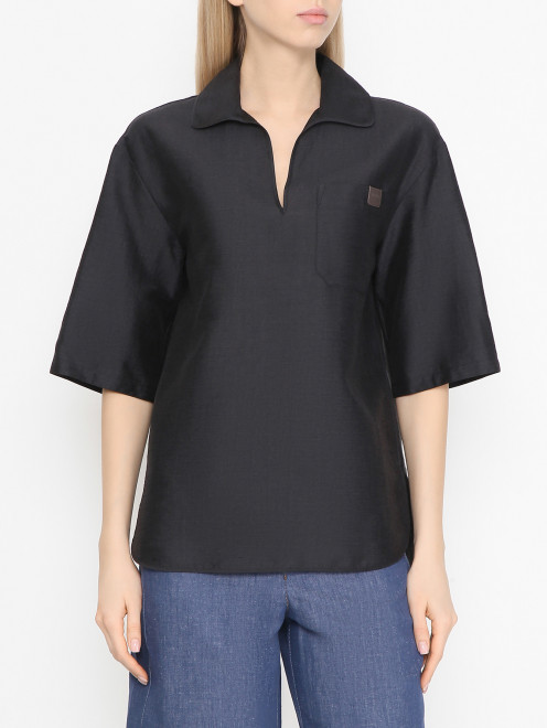 Свободная блуза из льна и шелка Max Mara - МодельВерхНиз
