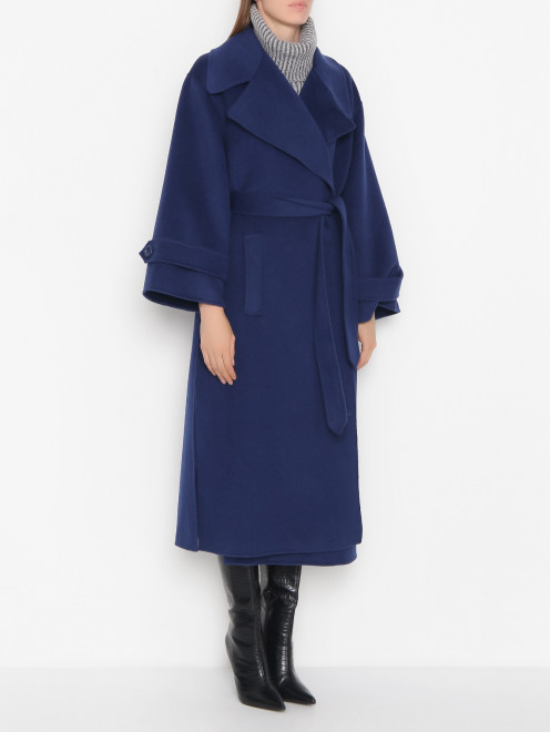 Пальто-макси из шерсти с поясом Luisa Spagnoli - МодельВерхНиз