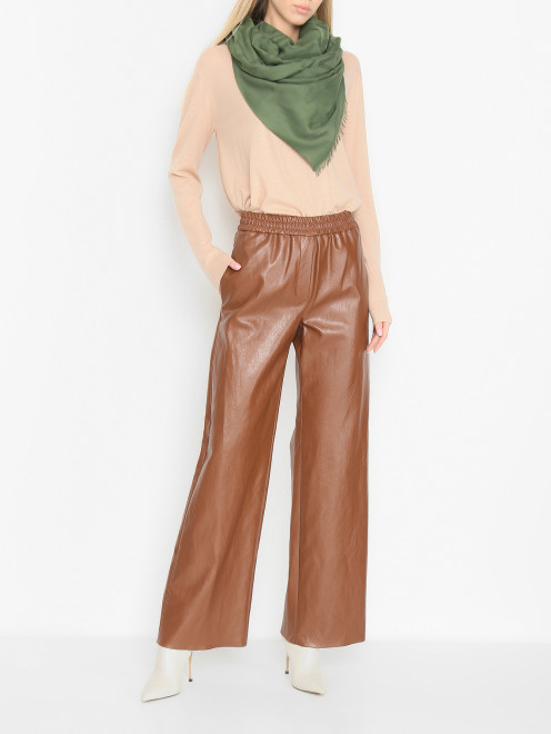 Брюки из экокожи на вискозе Weekend Max Mara - МодельОбщийВид