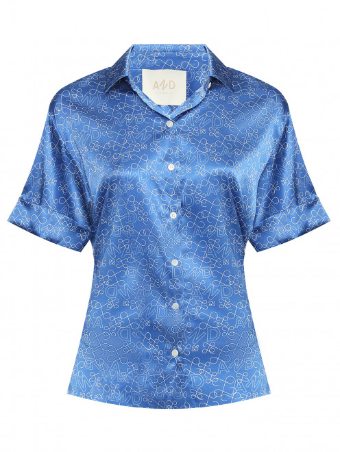 Блуза с коротким рукавом из шелка с узором AND the brand - Общий вид