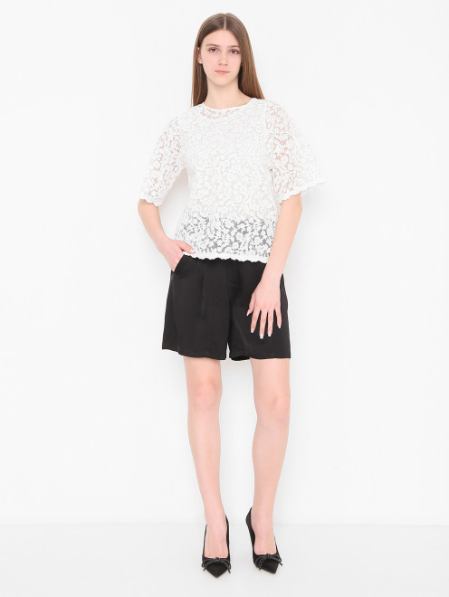 Футболка из хлопка с кружевом Ermanno Scervino Junior - МодельОбщийВид