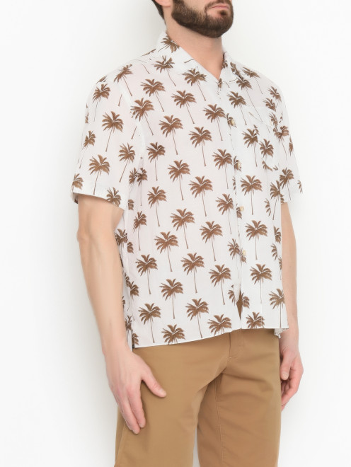Рубашка из хлопка и льна с короткими рукавами Eleventy - МодельВерхНиз