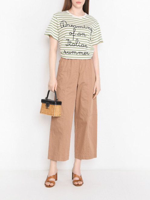 Футболка из хлопка в полоску Weekend Max Mara - МодельОбщийВид