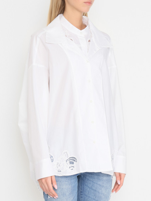 Блуза из хлопка с кружевной вышивкой Ermanno Firenze - МодельВерхНиз