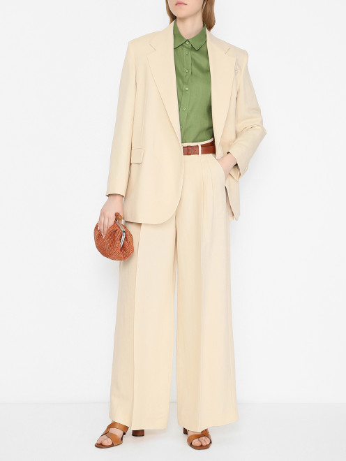 Жакет из смешанного льна на кнопках Weekend Max Mara - МодельОбщийВид
