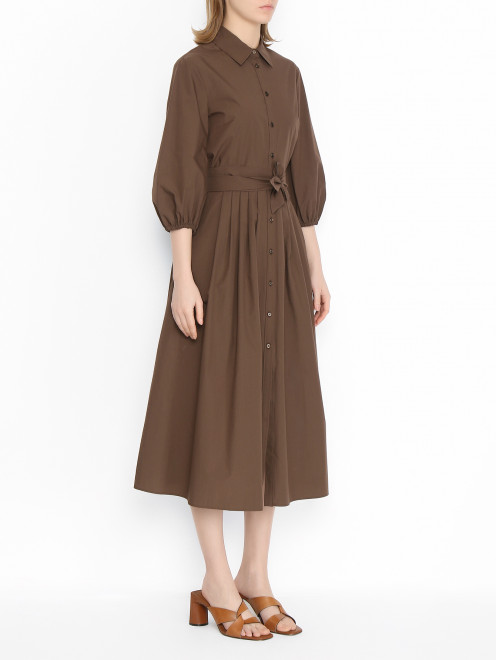 Платье-макси из хлопка с поясом Weekend Max Mara - МодельВерхНиз