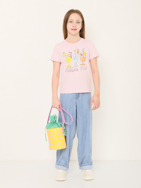 Хлопковая футболка декорированная принтом Stella McCartney kids - МодельОбщийВид