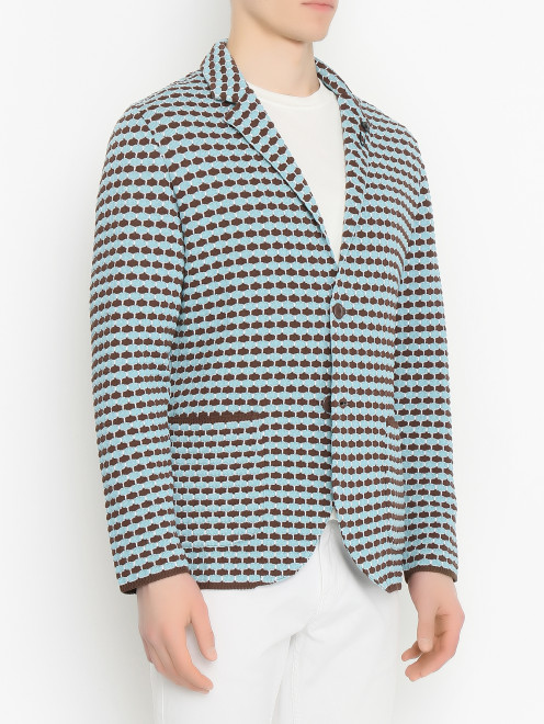 Трикотажный пиджак из хлопка фактурной вязки LARDINI - МодельВерхНиз