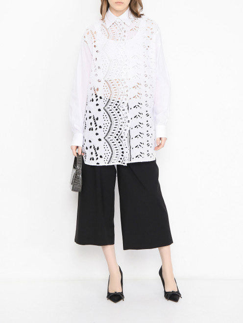 Блуза из хлопка с кружевом Ermanno Scervino - МодельОбщийВид