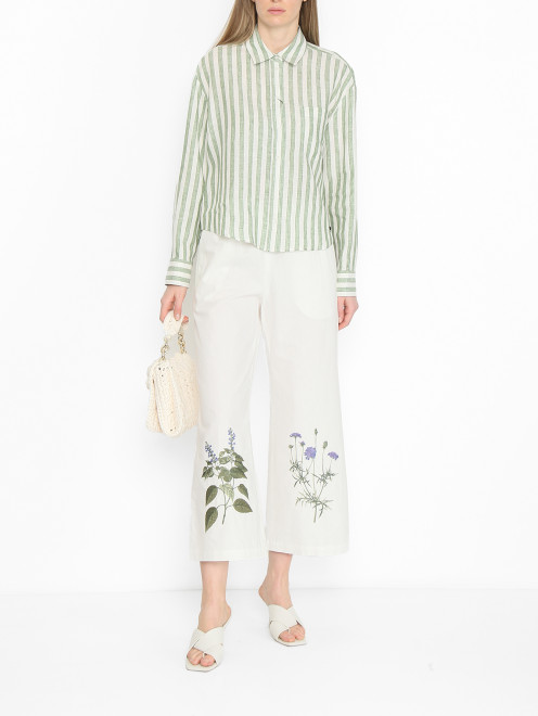 Брюки из смешанного хлопка с вышивкой Weekend Max Mara - МодельОбщийВид