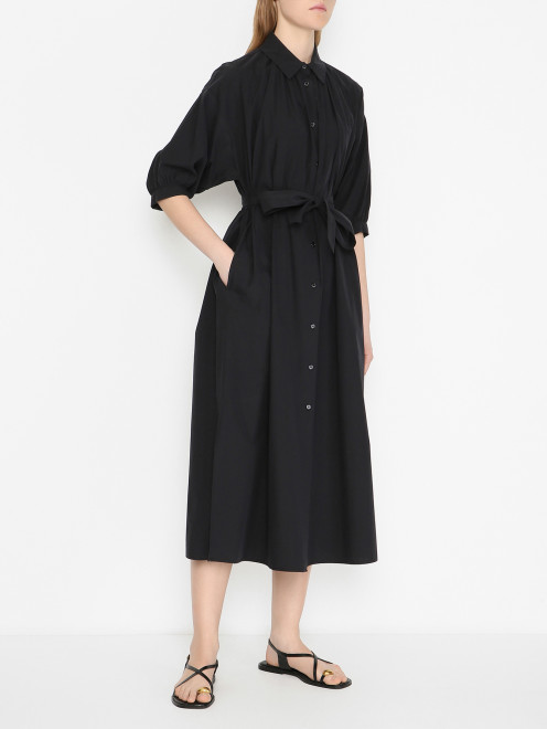 Свободное платье из хлопка с поясом Weekend Max Mara - МодельВерхНиз