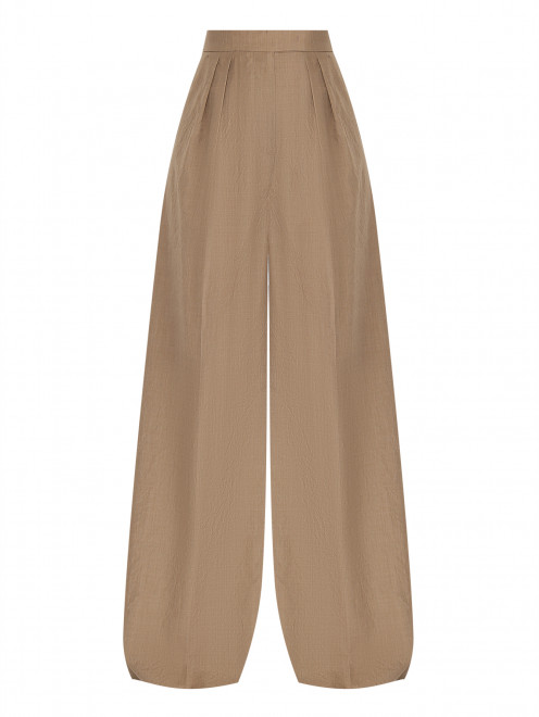 Шерстяные брюки из жатой ткани с защипами Max Mara - Общий вид