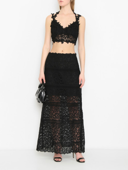Укороченный топ из хлопка с вышивкой Ermanno Scervino - МодельОбщийВид