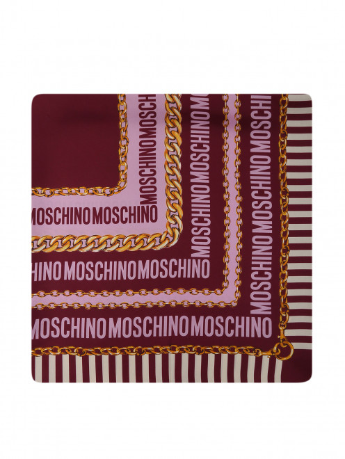 Платок из шелка с логотипом и узором Moschino - Общий вид
