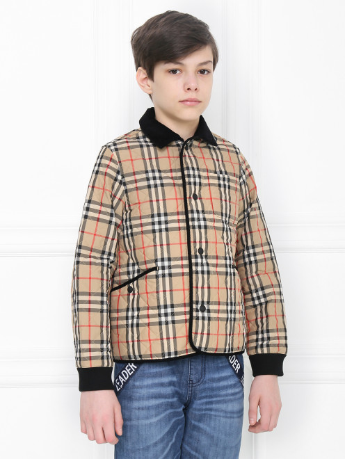 Куртка в клетку с бархатным воротником Burberry - МодельВерхНиз
