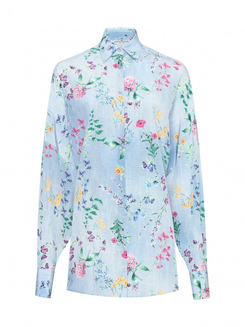 Блуза из шелка с цветочным узором Ermanno Scervino - Общий вид