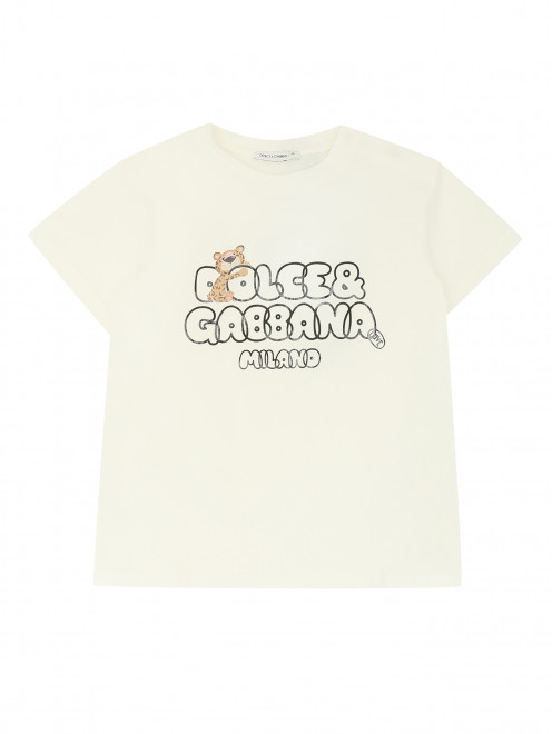 Хлопковая футболка с принтом Dolce & Gabbana - Общий вид