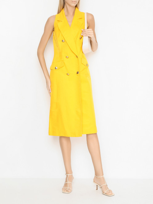Двубортное платье-жилет из льна и хлопка Luisa Spagnoli - МодельОбщийВид