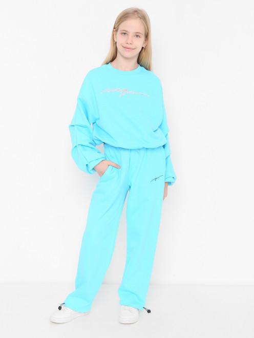 Брюки из хлопка с логотипом MSGM - МодельОбщийВид