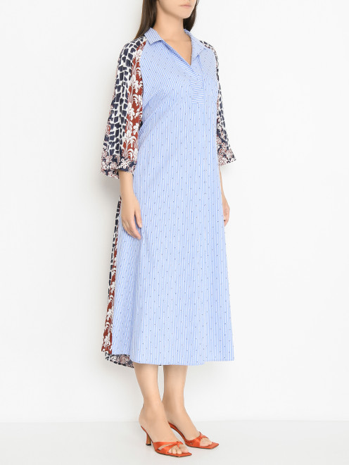 Комбинированное платье-рубашка с узором Marina Rinaldi - МодельВерхНиз