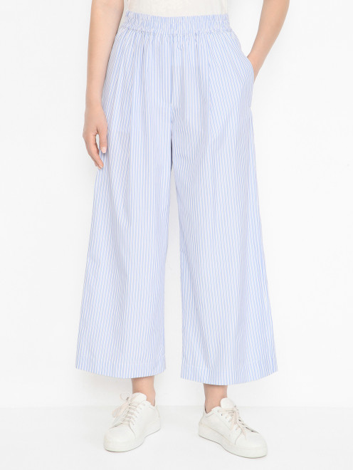 Укороченные брюки из хлопка в полоску Weekend Max Mara - МодельВерхНиз