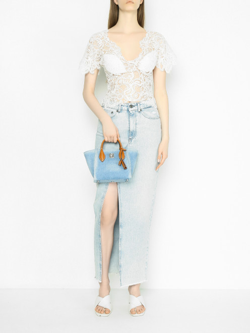 Сумка из денима на коротких ручках Ermanno Scervino - МодельОбщийВид