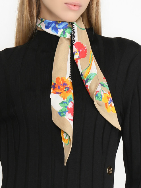Шарф из шелка с цветочным узором Moschino - МодельОбщийВид