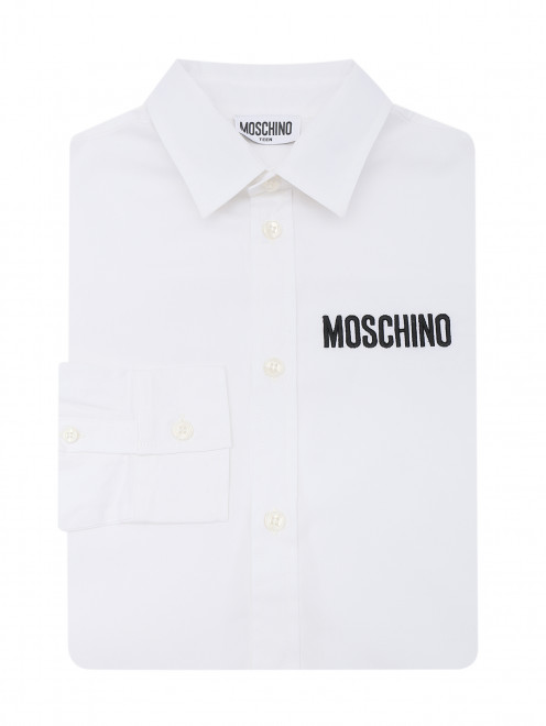 Рубашка из хлопка с вышитым логотипом Moschino - Общий вид