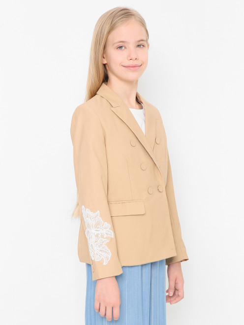 Жакет из хлопка с кружевом Ermanno Scervino Junior - МодельВерхНиз