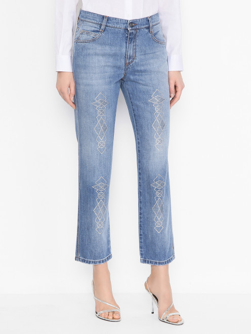 Укороченные джинсы со стразами Ermanno Scervino - МодельВерхНиз