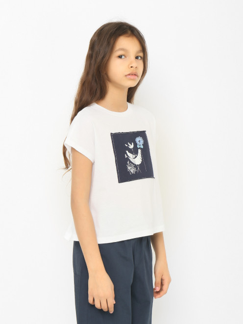 Хлопковая футболка с аппликацией Il Gufo - МодельВерхНиз