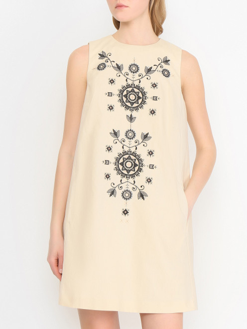 Платье-мини из смешанного хлопка с вышивкой Weekend Max Mara - МодельВерхНиз