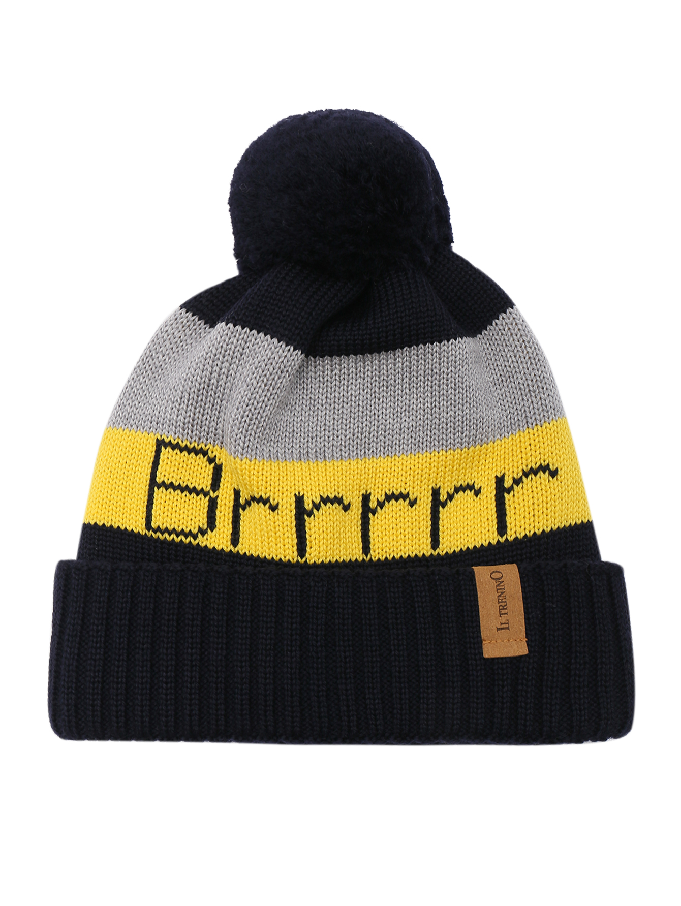 Шапка из шерсти с узором и помпоном