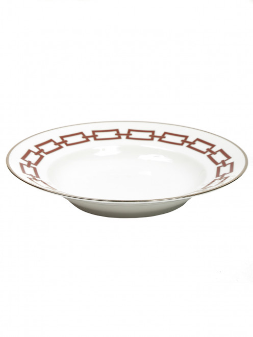 Тарелка суповая из фарфора с орнаментом и серебряной окантовкой Ginori 1735 - Обтравка1