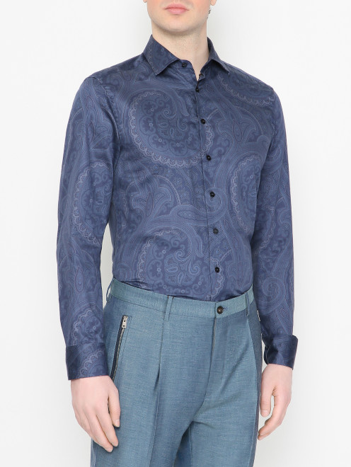 Рубашка из хлопка с узором Etro - МодельВерхНиз