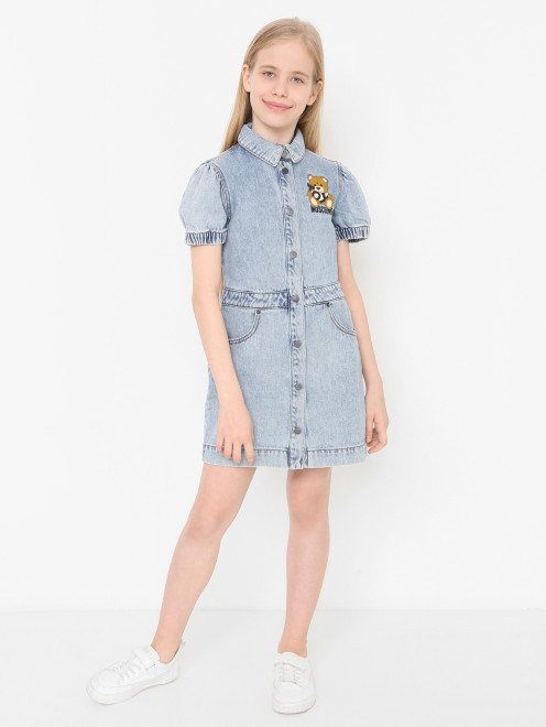 Платье из денима с логотипом Moschino - МодельОбщийВид