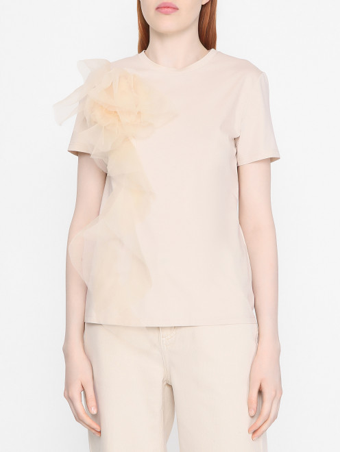Футболка с цветочной аппликацией Max Mara - МодельВерхНиз
