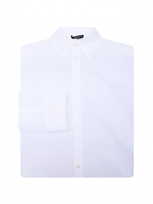 Рубашка из хлопка декорированная трикотажной тканью N21 - Общий вид