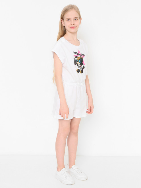 Комбинезон из хлопка с принтом Moschino - МодельВерхНиз