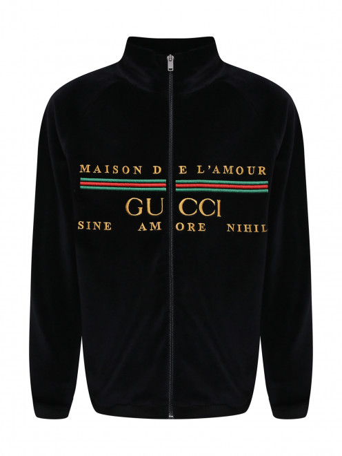 Бархатная толстовка с вышивкой Gucci - Общий вид
